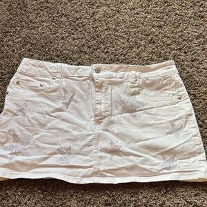White Mini Skirt with Star Embellishments